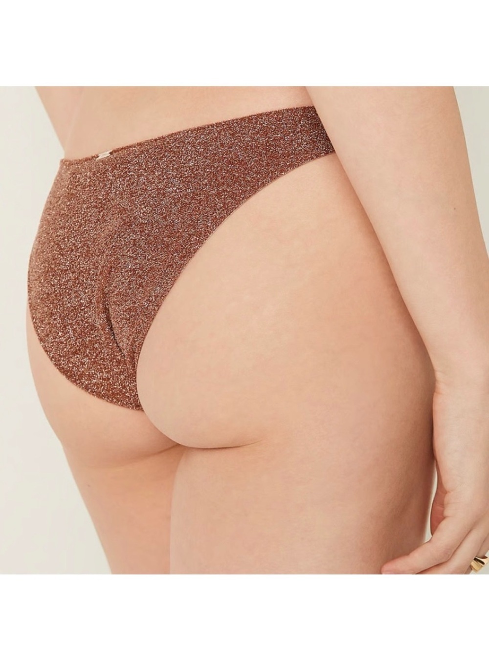 PINK Victoria’s Secret Bronze Glitter Bikini Bottoms Shimmer Swim NWT Small - Picture 3 of 12